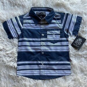 NWT English Laundry Button Down Vertical Striped Button Down Shirt Top 2T